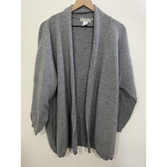 Scandi Minimalist Angora Cashmere Blend Duster Cardigan XL Quiet Luxury Preppy - Picture 3 of 13